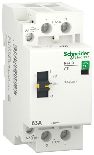 Контактор модульный Schneider Electric Resi9 2п 2НО 63А 230В АС фото Контактор модульный Schneider Electric Resi9 2п 2НО 63А 230В АС картинка
